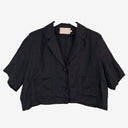White Closet Cropped Button up Linen Top Size 14 by SwapUp-Online Second Hand Store-Online Thrift Store