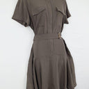 Cue Khaki Utility Zip Up Midi Dress Size 10 by SwapUp-Online Second Hand Store-Online Thrift Store