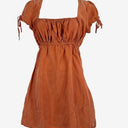 Old Flame Rust Shoulder Puff Mini Dress Size 10 by SwapUp-Online Second Hand Store-Online Thrift Store