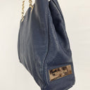Oroton Navy Soft Pebble Leather Eyelet Gold Chain Tote Bag Size None by SwapUp-Online Second Hand Store-Online Thrift Store