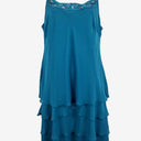 S.L. Fashions Aqua Sequin Trimmed Soft Layered Midi Dress Size 16 by SwapUp-Online Second Hand Store-Online Thrift Store