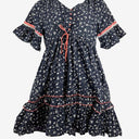 Adrift Pretty Navy Adjustable Waist Ruffled Midi Dress Size M by SwapUp-Online Second Hand Store-Online Thrift Store
