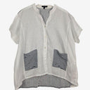 Gordon Smith Timeless Semi Sheer Striped Linen Top Size 12 by SwapUp-Online Second Hand Store-Online Thrift Store