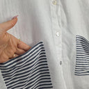 Gordon Smith Timeless Semi Sheer Striped Linen Top Size 12 by SwapUp-Online Second Hand Store-Online Thrift Store