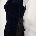 Taylor Velour Midnight Draped Cocktail Mini Dress Size 8 by SwapUp-Online Second Hand Store-Online Thrift Store