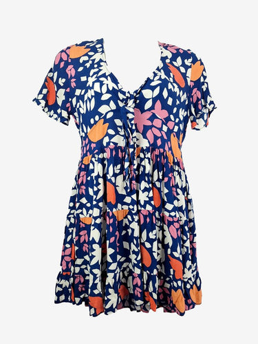 Mister Zimi Tiered & Tied Fun Cobalt Mini Dress Size 14
