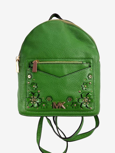 Michael Kors Jessa Small Floral Embellished Pebbled Leather Convertible Backpack