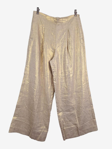 Elk Gold Sheen French Linen Wide Leg Pants Size 12