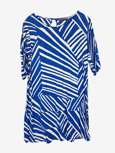 Mister Zimi Electric Blue Abstract Tunic Top Size 14
