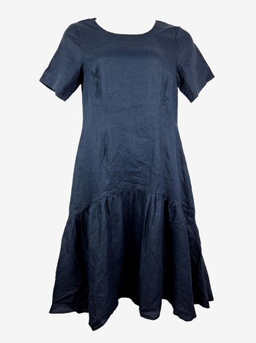 Gorman Navy Linen Drop Waist Midi Dress Size 12
