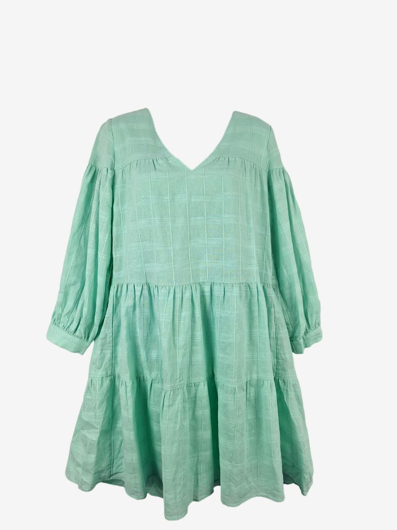 Second-Hand Witchery Mint Flowy Long Sleeve Tiered Mini Dress Size 8 SwapUp Second-Hand Witchery Mint Flowy Long Sleeve Tiered Mini Dress Size 8 SwapUp