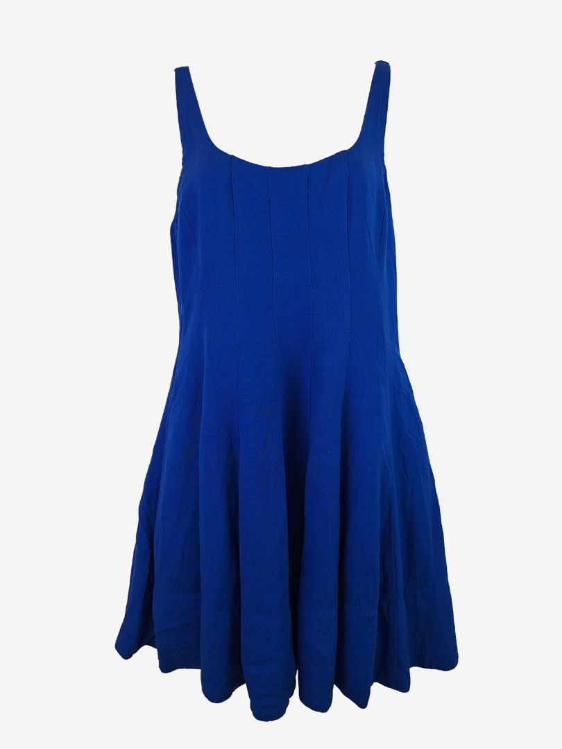 Second-Hand Sheike Admiral Blue Linen Blend Mini Dress Size 10 SwapUp Second-Hand Sheike Admiral Blue Linen Blend Mini Dress Size 10 SwapUp
