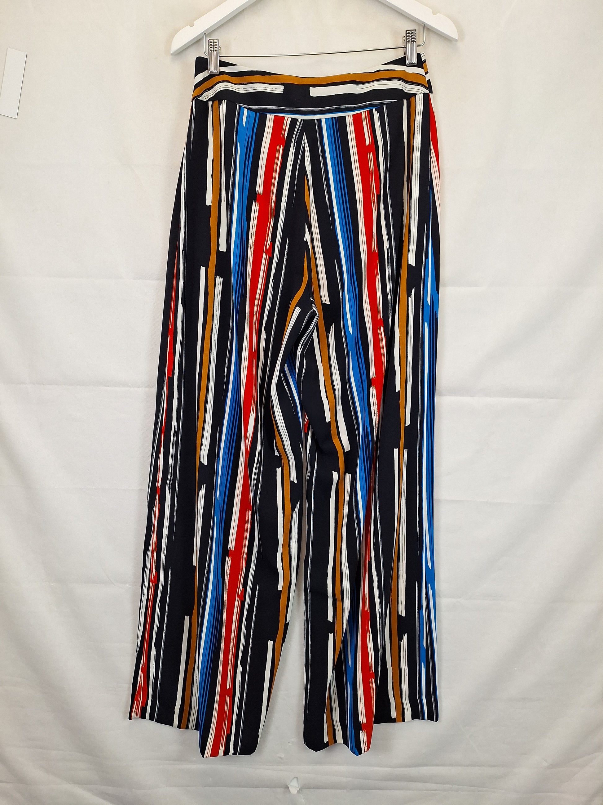 Cue Jazzy Multi Stripe Straight Leg Pants Size 10 by SwapUp-Online Second Hand Store-Online Thrift Store