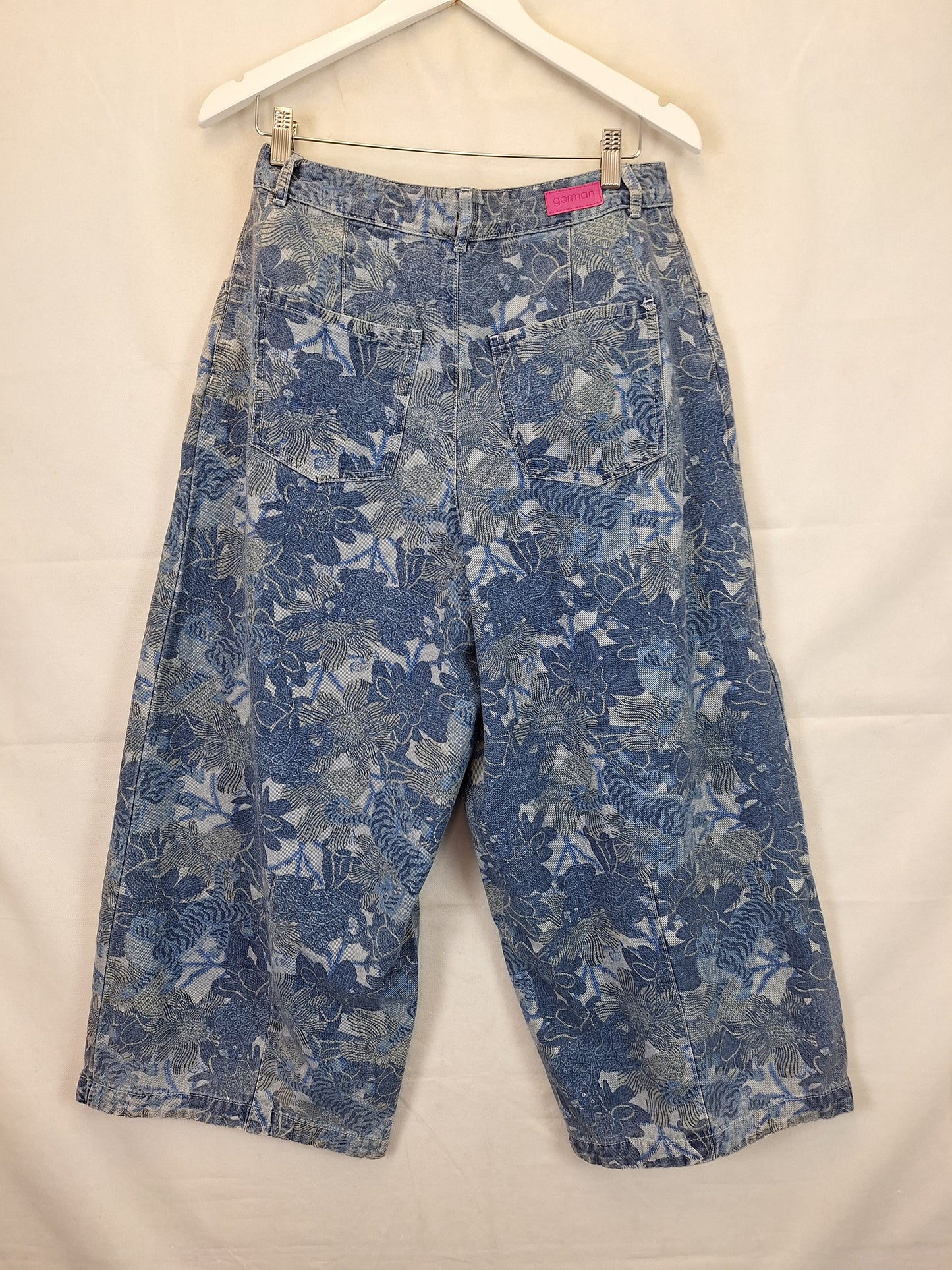 Gorman Groovy Floral Wide Leg Cropped Jeans Size 12 by SwapUp-Online Second Hand Store-Online Thrift Store
