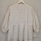 Apero Broderie Gathered Gold Dimpled Button Blouse Size S by SwapUp-Online Second Hand Store-Online Thrift Store