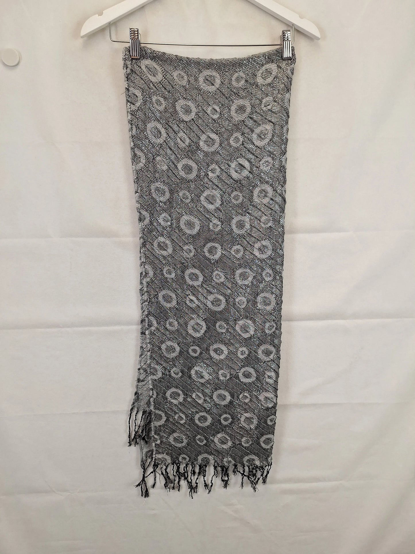 Assorted Brands Fringed Metallic Textured Scarf Size OSFA by SwapUp-Online Second Hand Store-Online Thrift Store