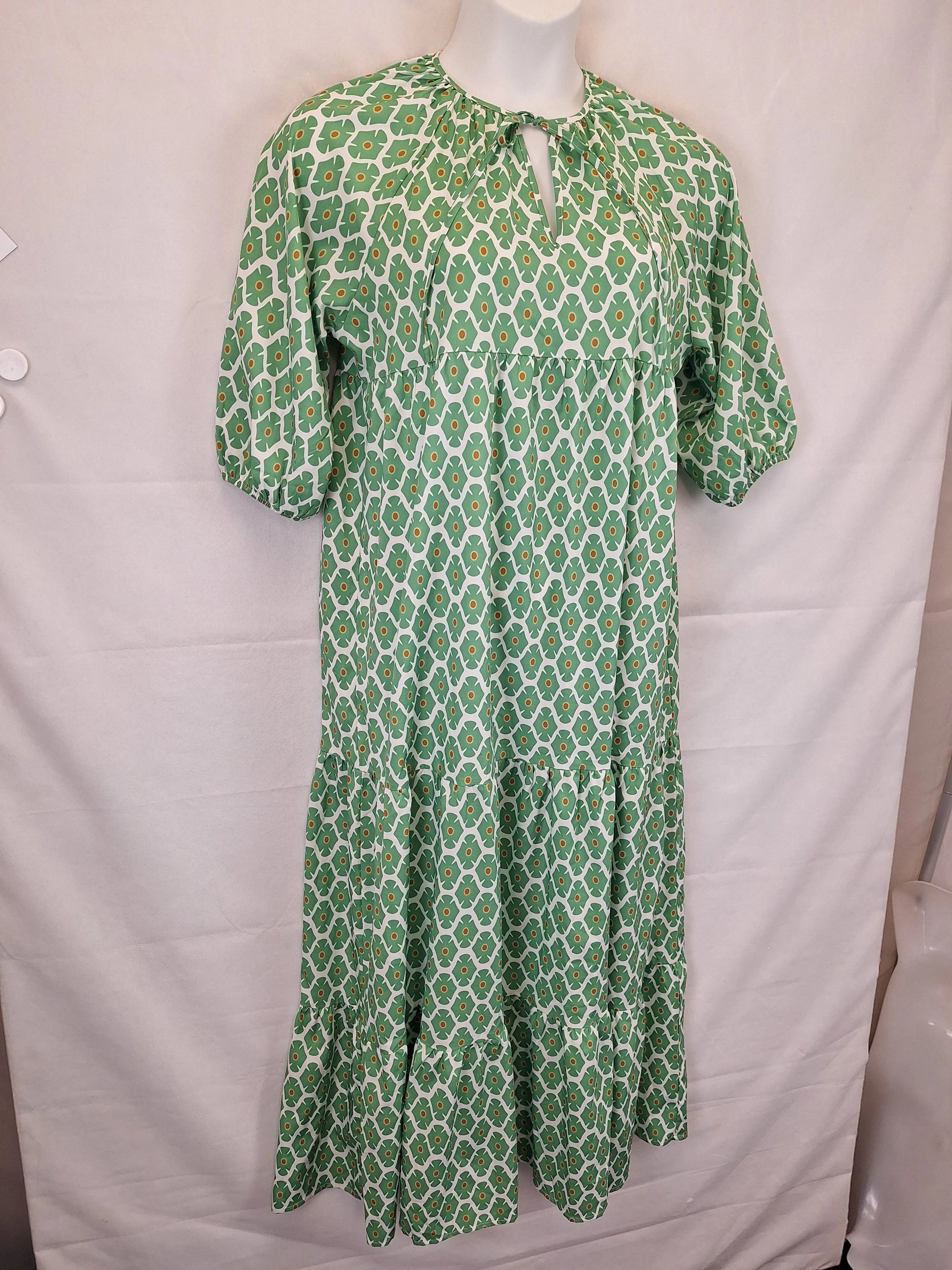 Assorted Brands Sage Patterned Kaftan Maxi Dress Size L by SwapUp-Online Second Hand Store-Online Thrift Store