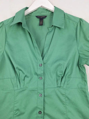 Banana Republic Moss Button Up Puff Sleeve Blouse Size 8 by SwapUp-Online Second Hand Store-Online Thrift Store