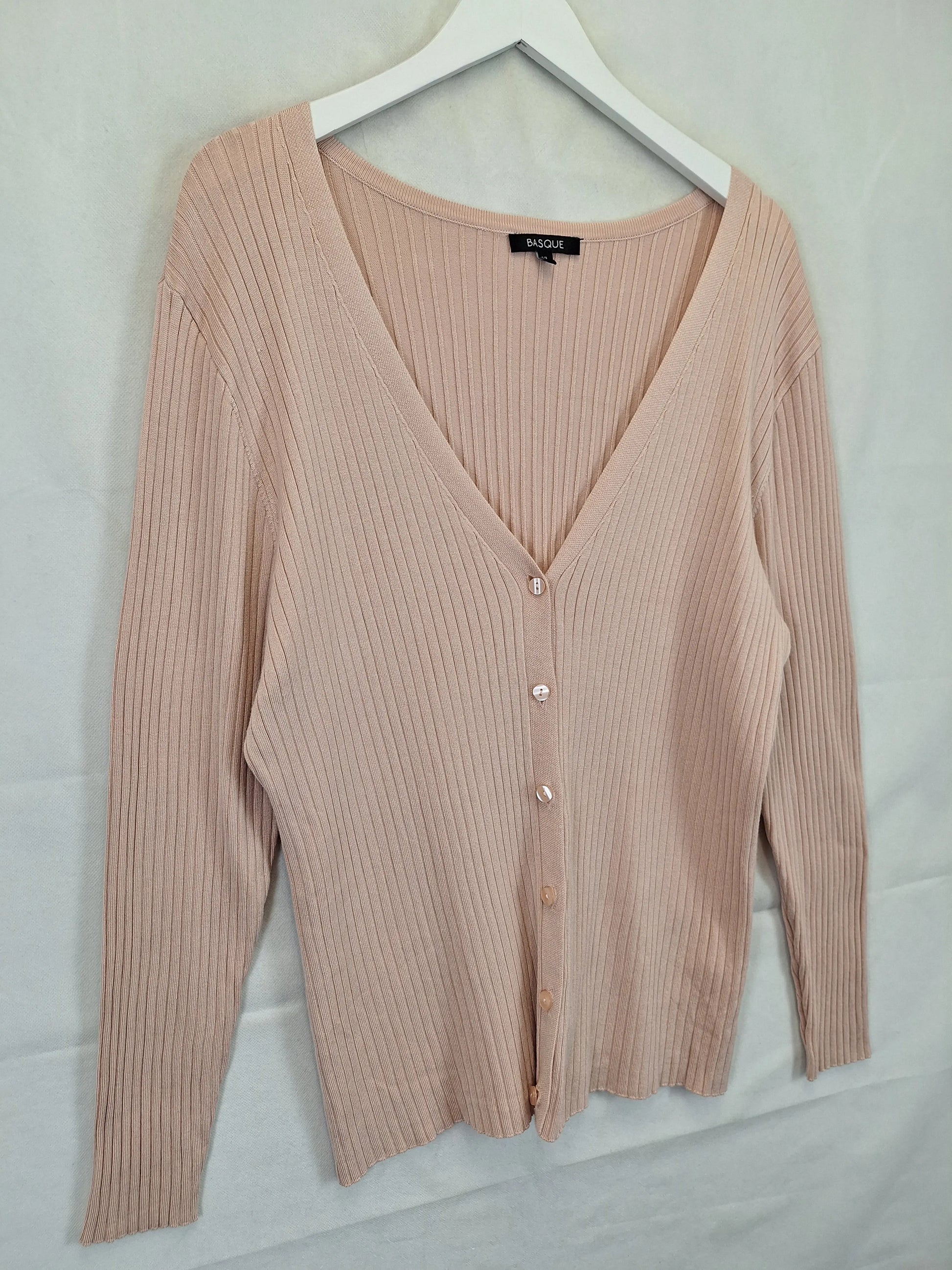 Basque Classic Ribbed Blush Cardigan Size XL by SwapUp-Online Second Hand Store-Online Thrift Store