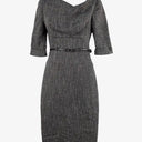 Black Halo Chic Tweed Look Belted Midi Dress Size XS by SwapUp-Online Second Hand Store-Online Thrift Store