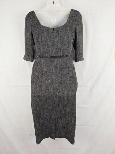 Black Halo Chic Tweed Look Belted Midi Dress Size XS by SwapUp-Online Second Hand Store-Online Thrift Store