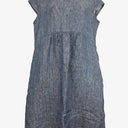 Blue Illusion Twill Hemp Linen Shift Midi Dress Size M by SwapUp-Online Second Hand Store-Online Thrift Store