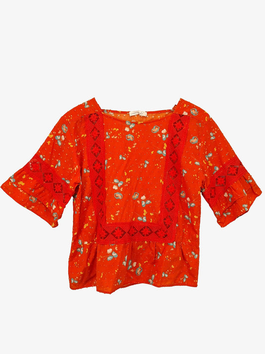 Catherine Murphy Lace Trimmed Printed Top Size 8 by SwapUp-Online Second Hand Store-Online Thrift Store