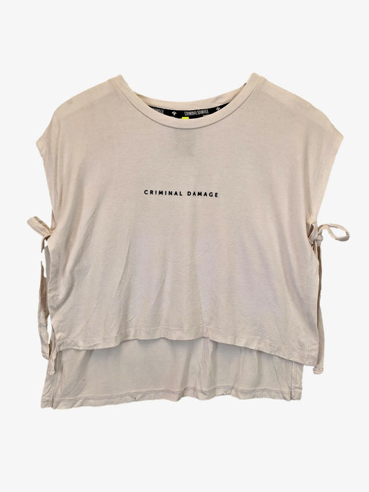 Criminal Damage Tie Sided Cropped Bib T-shirt Size S by SwapUp-Online Second Hand Store-Online Thrift Store