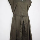 David Lawrence Khaki Flared Button Up Midi Dress Size 14 by SwapUp-Online Second Hand Store-Online Thrift Store