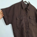 Decjuba Dark Mocha Button Down Shirt Size XS by SwapUp-Online Second Hand Store-Online Thrift Store