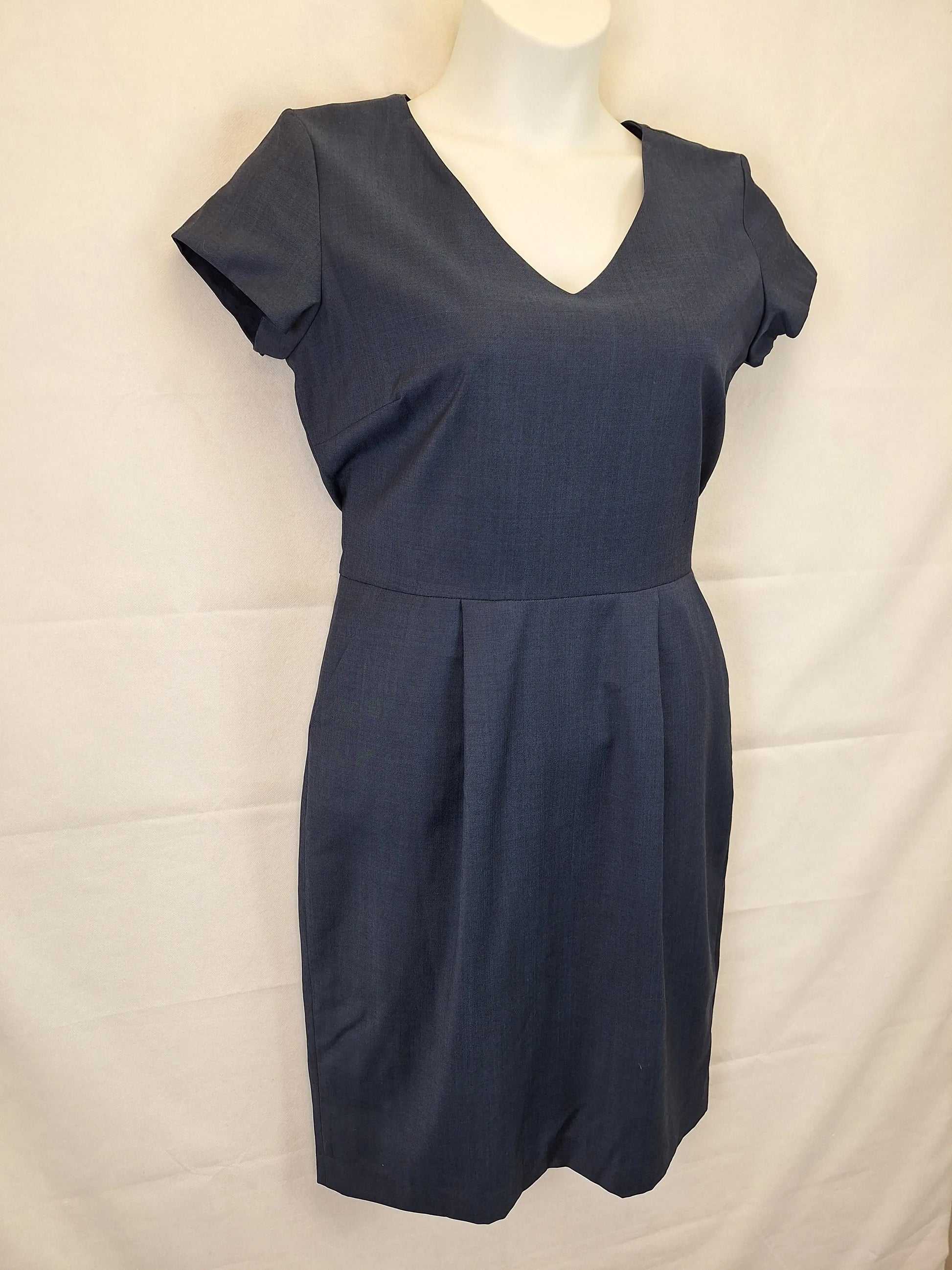 Farage Navy Wool Core Erica Midi Dress Size 12 by SwapUp-Online Second Hand Store-Online Thrift Store