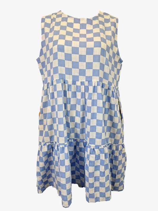 Frank & Dollys Checker Gathered Smock Mini Dress Size L by SwapUp-Online Second Hand Store-Online Thrift Store