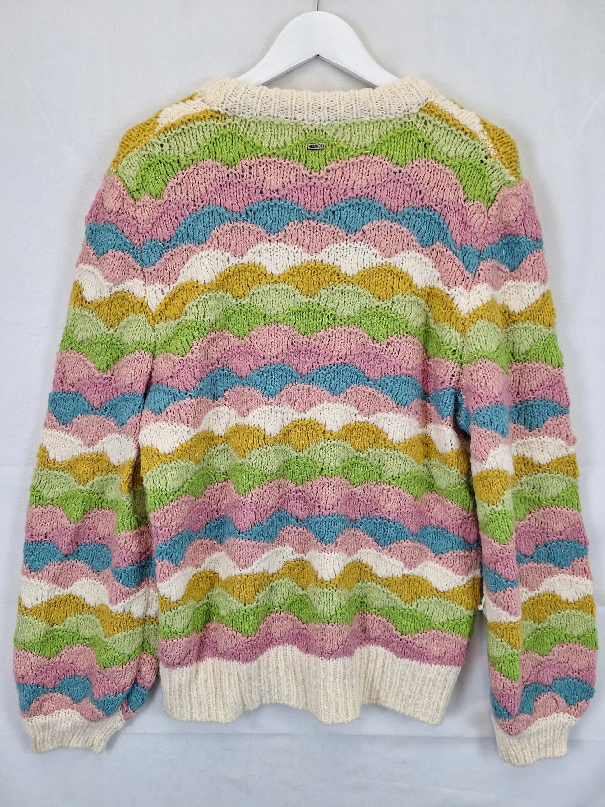 Ghanda Pastel Scalloped Loose Fit Knit Jumper Size L by SwapUp-Online Second Hand Store-Online Thrift Store