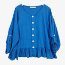 Haven Cobalt Frilled Button Up Top Size OSFA by SwapUp-Online Second Hand Store-Online Thrift Store