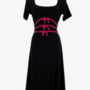 Leona Edmiston Magenta Bow Fitted Midi Dress Size M by SwapUp-Online Second Hand Store-Online Thrift Store