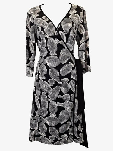 Leona Edmiston Pottery Print Wrap Midi Dress Size XS by SwapUp-Online Second Hand Store-Online Thrift Store