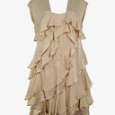 Lisa Ho Champagne Double Layer Frilled Midi Dress Size 10 by SwapUp-Online Second Hand Store-Online Thrift Store