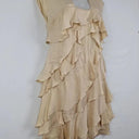 Lisa Ho Champagne Double Layer Frilled Midi Dress Size 10 by SwapUp-Online Second Hand Store-Online Thrift Store