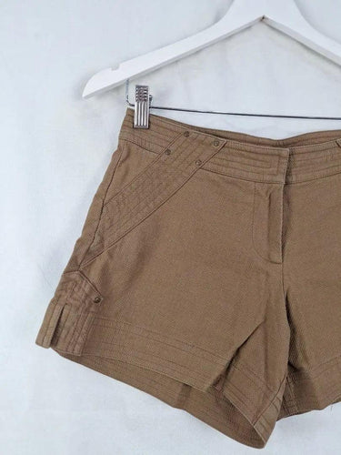 Lisa Ho Mocha Studded Split Hem Shorts Size 8 by SwapUp-Online Second Hand Store-Online Thrift Store