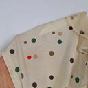 MaxMara Champagne Polka Dot Silk Trimmed Top Size M by SwapUp-Online Second Hand Store-Online Thrift Store