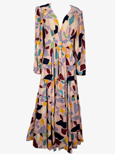 Mister Zimi Abstract Deep V Multi coloured Dress Size 10 by SwapUp-Online Second Hand Store-Online Thrift Store
