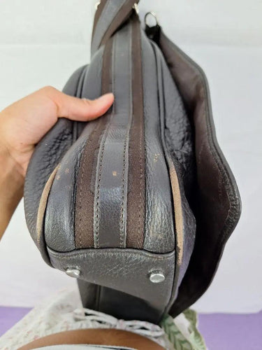 Oroton Chocolate Textured Crossbody Laptop Bag Size None by SwapUp-Online Second Hand Store-Online Thrift Store