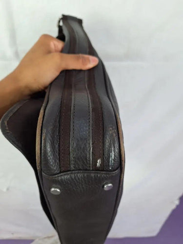 Oroton Chocolate Textured Crossbody Laptop Bag Size None by SwapUp-Online Second Hand Store-Online Thrift Store