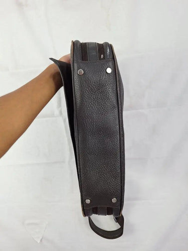 Oroton Chocolate Textured Crossbody Laptop Bag Size None by SwapUp-Online Second Hand Store-Online Thrift Store