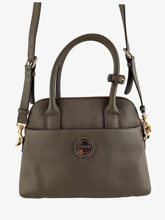 Oroton Olive Saffiano Medium Bowler Bag by SwapUp-Online Second Hand Store-Online Thrift Store