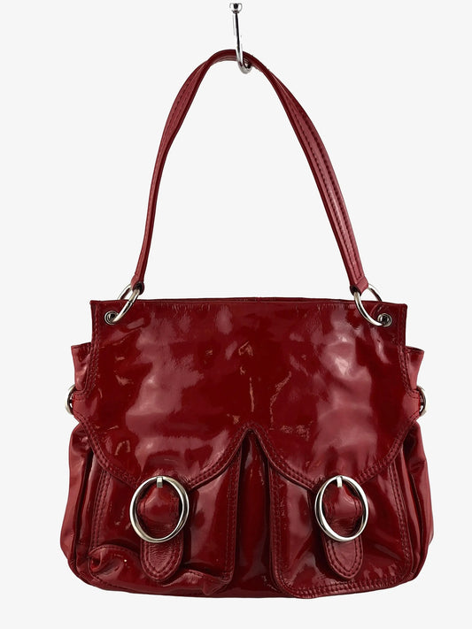 Oroton Ruby Red Patent Buckle Bag by SwapUp-Online Second Hand Store-Online Thrift Store