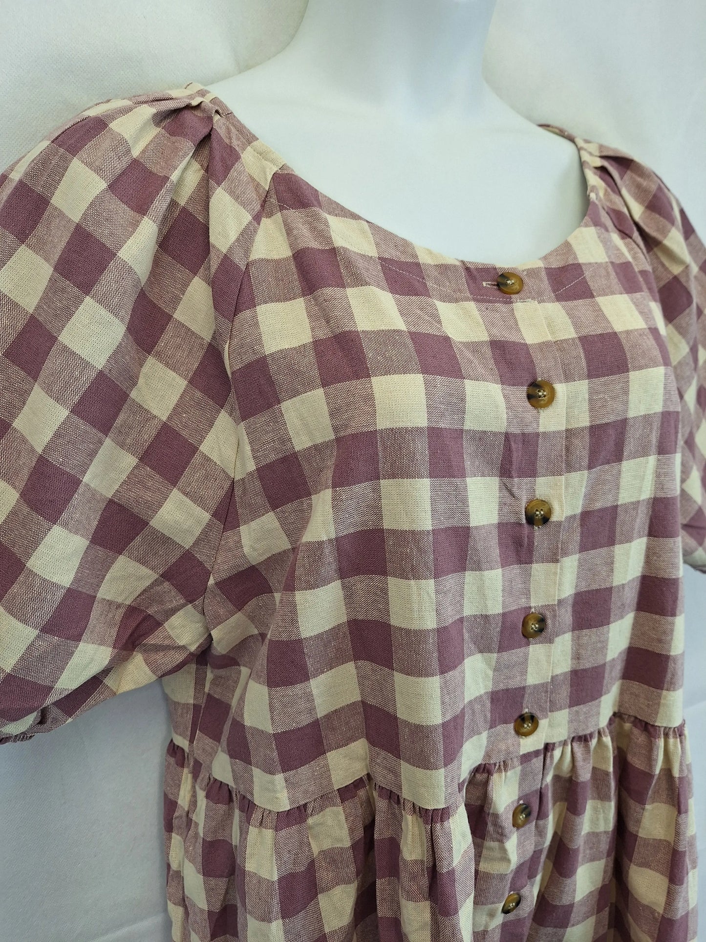 Princess Highway Mauve Checkered Smock Midi Dress Size 16 by SwapUp-Online Second Hand Store-Online Thrift Store