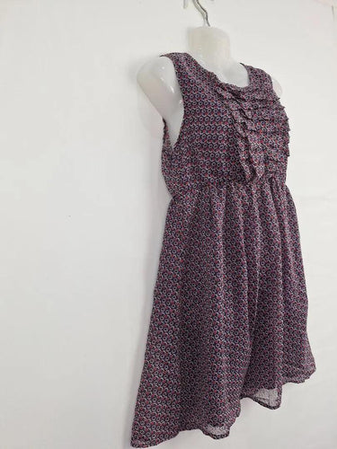 Revival Purple Mini Floral Chiffon Dress Size 12 by SwapUp-Online Second Hand Store-Online Thrift Store
