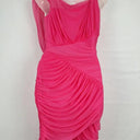 Ruched Hot Pink Micro Mesh Mini Dress Dress Size 8 by SwapUp-Online Second Hand Store-Online Thrift Store