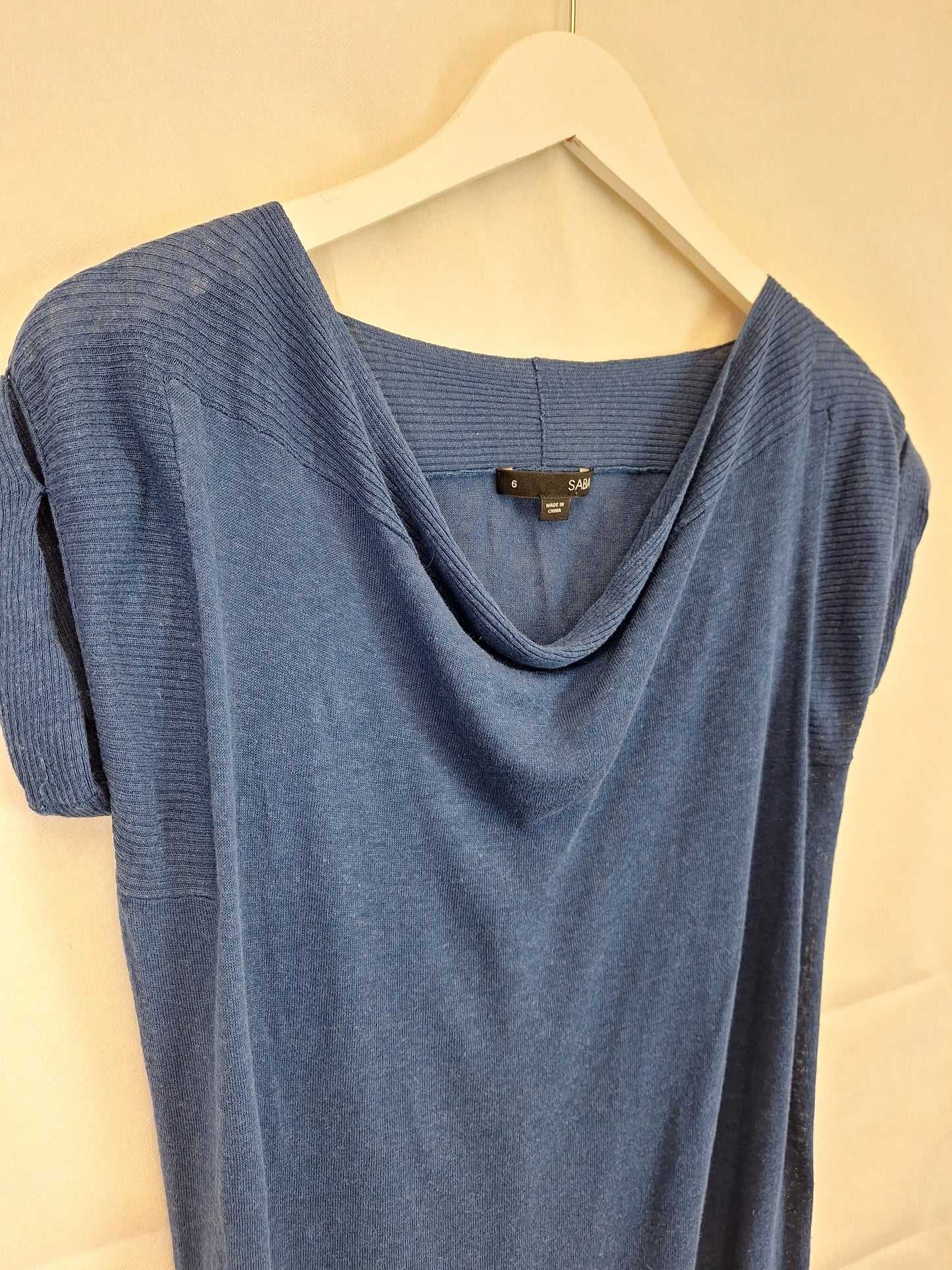 Saba Mid Blue Draped Neck Top Size 6 by SwapUp-Online Second Hand Store-Online Thrift Store